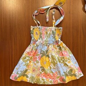 Janie and Jack White Floral Smocked Dress with Tie Straps